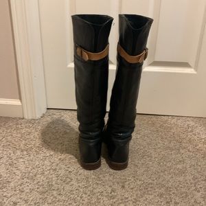 Frye black leather Paige knee high fall boho boots sz 7